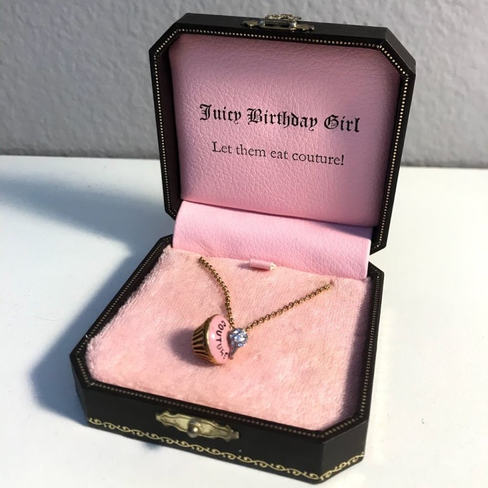Juicy Couture Pink and Gold Heart Necklace